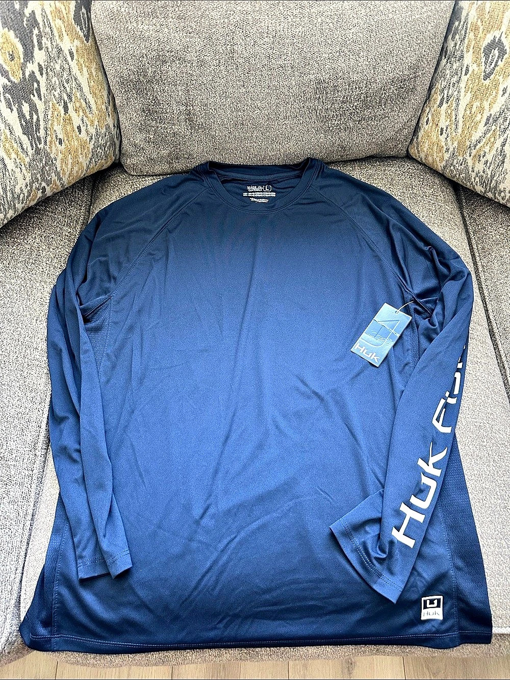 Huk Pursuit Long Sleeve Shirt Blue Large